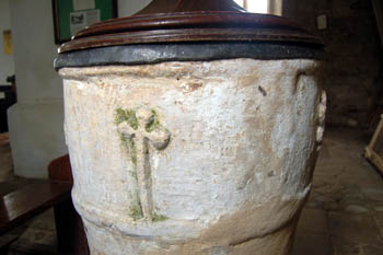 Detail of cross on font January 2008